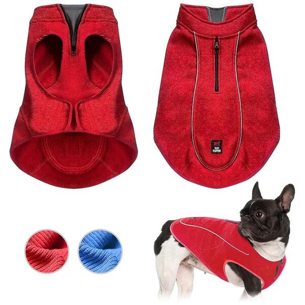 Heather Red Adjustable Dog Fleece Coat for Small to Medium Dogs