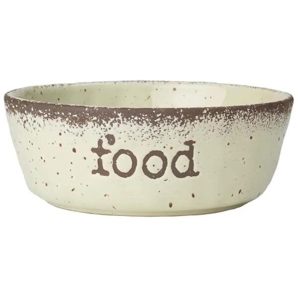 Heavy-Based Stoneware Dog Food Bowl with 4-Cup Capacity for Medium and Large Dogs