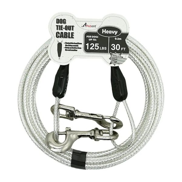 Heavy Duty 30ft Reflective Dog Tie-Out Cable for Dogs Up to 125 Pounds