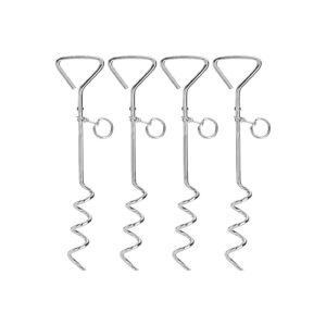 Heavy Duty 4-Pack Spiral Tie Out Stake for Large and Small Dogs