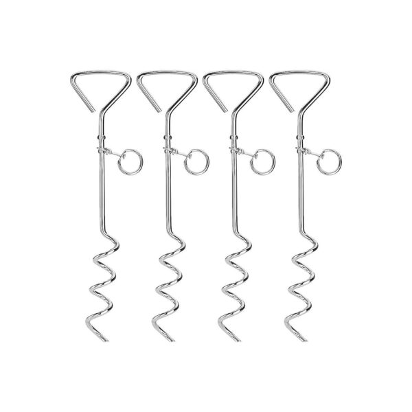 Heavy Duty 4-Pack Spiral Tie Out Stake for Large and Small Dogs