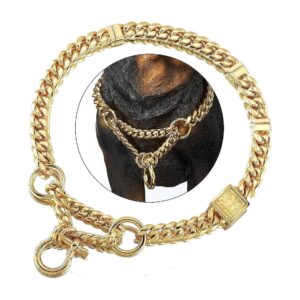 Heavy Duty Adjustable Gold Dog Slip Collar with High-Strength Stainless Steel Chain Link