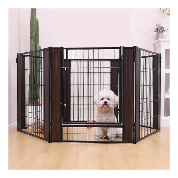 Heavy Duty Black Dog Playpen for Indoor and Outdoor Use with Rounded Edges