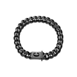 Heavy Duty Chew-Proof Metal Chain Collar with Design Buckle for Medium to Large Dogs