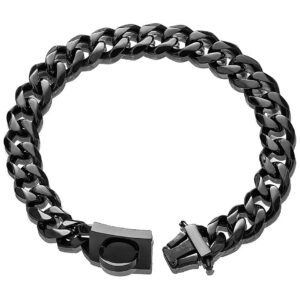 Heavy Duty Dog Chain Collar Walking Training Collar with Design Secure Buckle, Black