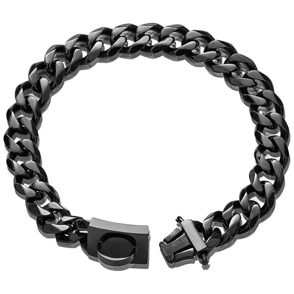 Heavy Duty Dog Chain Collar Walking Training Collar with Design Secure Buckle, Black