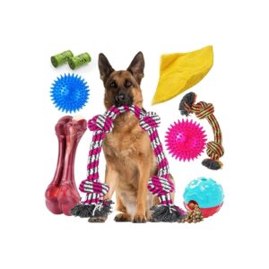 Heavy Duty Dog Chew Toys 9 Pack Set for Medium to Large Breeds