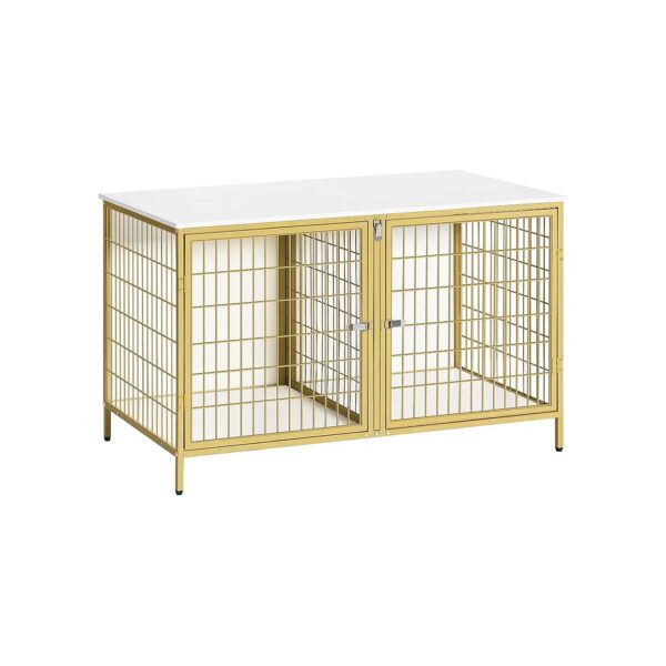 Heavy Duty Dog Crate Furniture for 2 Dogs with Removable Divider and Double Doors