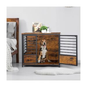 Heavy Duty Dog Crate Furniture with Storage for Small Space Living Rooms