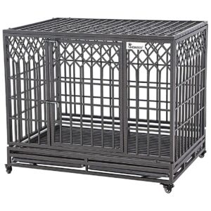 Heavy Duty Dog Crate with Escape Proof Design and Upgraded Plug Lock for Large Canines