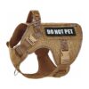 Heavy Duty Dog Harness with Do Not Pet Velcro Patch Army Brown