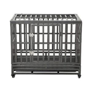 Heavy Duty Dog Kennel Crate with Four Wheels, Perfect for Medium to Large Dogs