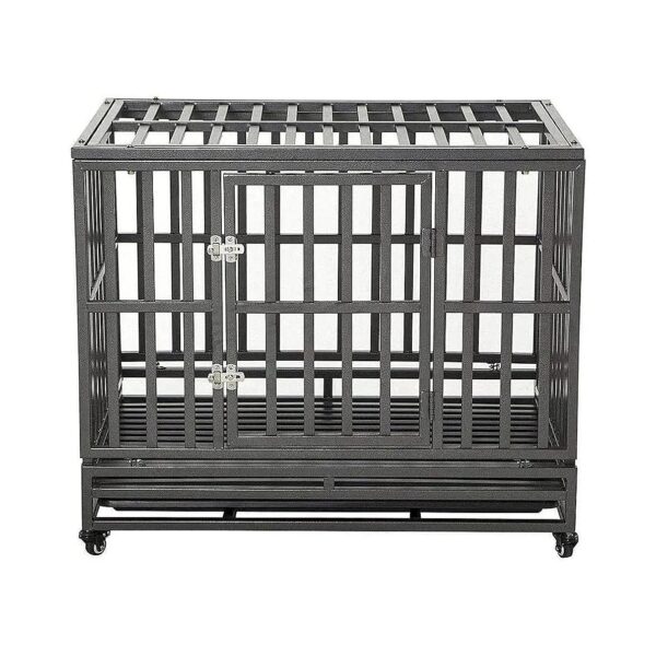 Heavy Duty Dog Kennel Crate with Four Wheels, Perfect for Medium to Large Dogs