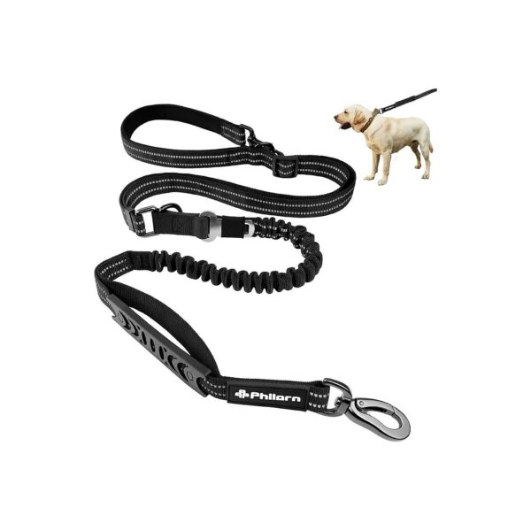 Heavy Duty Dog Leash with Bungee Effect and Padded Traffic Handles for Big Dogs