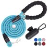 Heavy Duty Dog Leash with Soft Handle and Reflective Rope for Nighttime Pet Walking