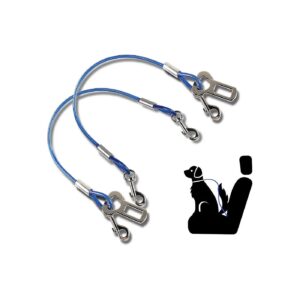 Heavy Duty Dog Safety Harness for Car with Chew Proof Tether Cable and Latch Attachment