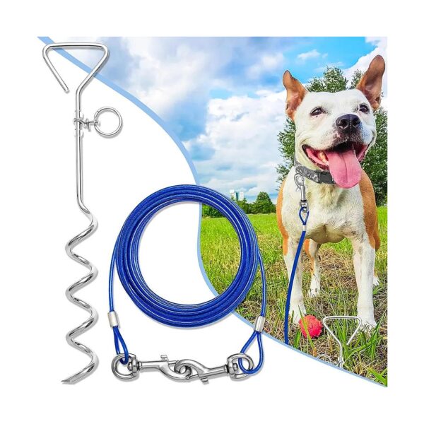 Heavy Duty Dog Tie Out Cable and Stake for Small to Medium Dogs with Customer Support