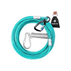 Heavy Duty Dog Tie Out Cable with Solid Aluminum Clip for Large Dogs Up to 350lbs