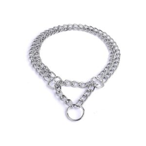 Heavy Duty Double Row Chain Martingale Collar for Medium Large Dogs