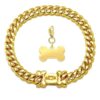 Heavy Duty Durable Gold Chain Dog Collar with Cuban Link Pattern for Small to Large Dogs