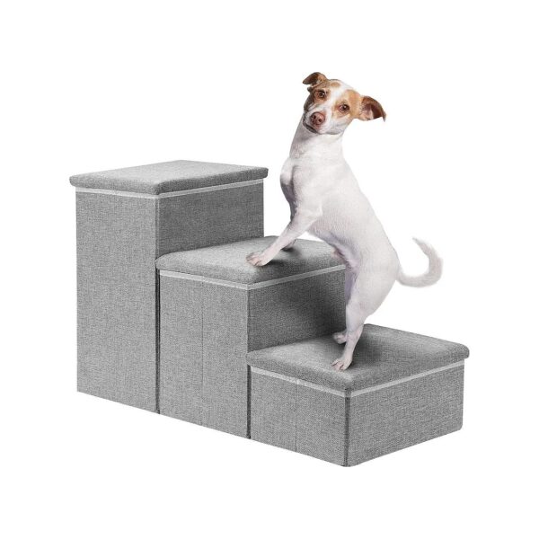 Heavy Duty Foldable Dog Stairs for Small Dogs and Cats with Storage and Steps