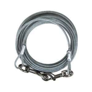 Heavy Duty Galvanized Steel Dog Tie Out Cable 30ft Silver Break Strength 1700lbs