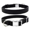 Heavy Duty Leather Dog Collar with Adjustable Size and Quick Release Metal Buckle