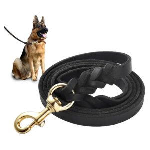 Heavy Duty Leather Dog Leashes for Large Breed Dogs and Medium Dogs 4FT 5FT 6FT Long