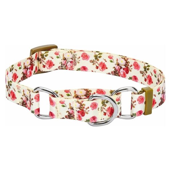 Heavy Duty Martingale Collar in Rose Print Pattern for Medium Size Dogs