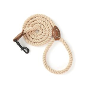 Heavy Duty Metal Clasp Braided Rope Dog Leash with Leather Tip for Large Dogs