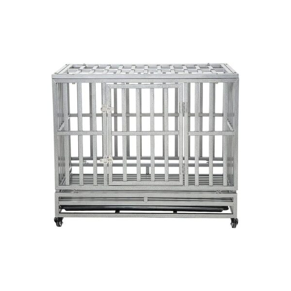 Heavy Duty Metal Dog Cage Crate for Medium Large Dogs with Four Wheels Easy Installation