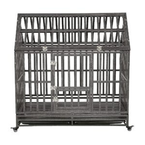 Heavy Duty Metal Dog Crate Playpen with Wheels for Medium Large Dogs Easy Assembly