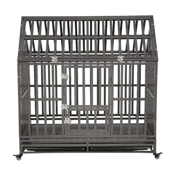 Heavy Duty Metal Dog Crate Playpen with Wheels for Medium Large Dogs Easy Assembly