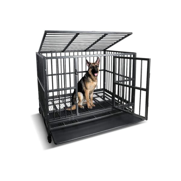 Heavy Duty Metal Dog Crate for Training Large Dogs Indoor and Outdoor with Removable Tray