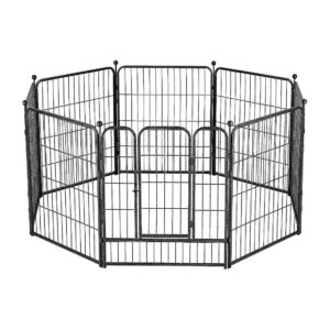 Heavy Duty Metal Dog Playpen with Straps and Floor Protectors for Indoor and Outdoor Use