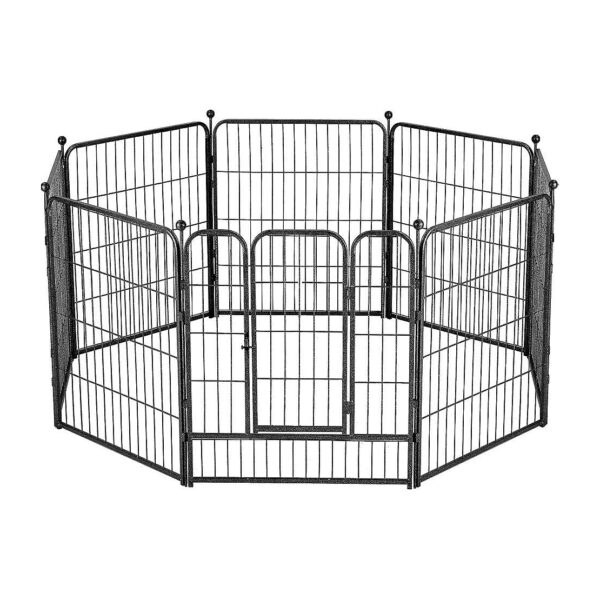 Heavy Duty Metal Dog Playpen with Straps and Floor Protectors for Indoor and Outdoor Use