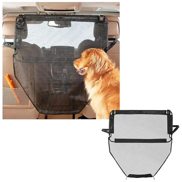 Heavy Duty Metal Frame Car Dog Gate with Full Mesh Panel for Medium and Large Dogs