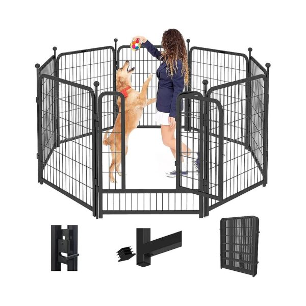 Heavy Duty Metal Portable Dog Pen for Medium and Large Pets with 8 Panels and Gates