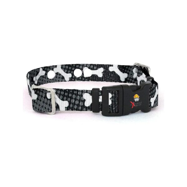 Heavy Duty Nylon Receiver Collar Strap Black White Bones All Electric Dog Fences