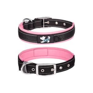 Heavy Duty Nylon Reflective Soft Padded Neoprene Dog Collar for Large Breeds