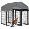 Heavy Duty Outdoor Dog Kennel with Waterproof Cover and Steel Roof Frame for Pets