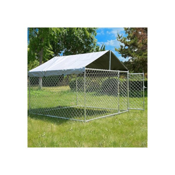 Heavy Duty Outdoor Dog Kennel with Waterproof Roof and Durable Galvanized Metal Frame