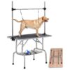 Heavy Duty Pet Grooming Table with Adjustable Height and Metal Mesh Tray for Large Dogs