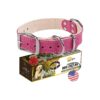 Heavy-Duty Pink Leather Dog Collar for Medium Dogs with Durable Construction