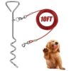 Heavy-Duty Red Spiral Cable and Stake for Large Medium Dogs Up to 125 lbs