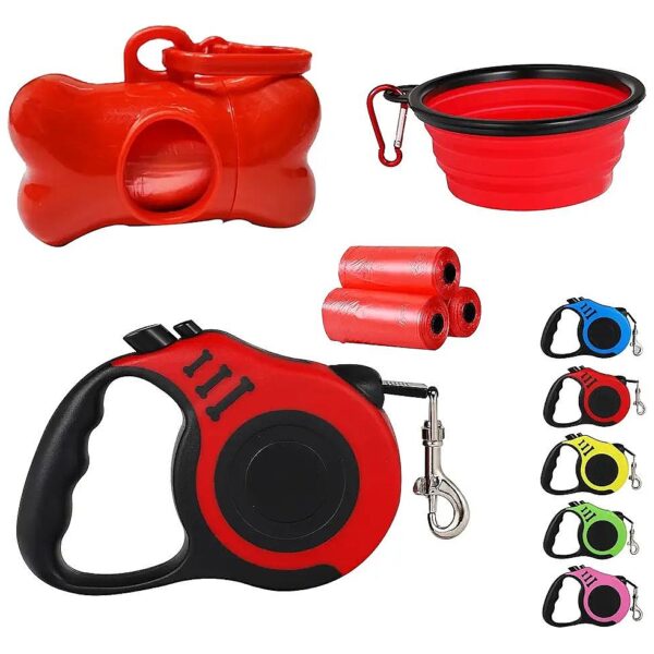 Heavy Duty Retractable Dog Leash for Small Dogs with Waste Bag Dispenser