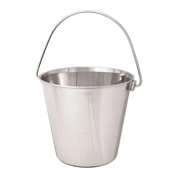 Heavy Duty Round Stainless Steel Pails for Kennels and Farms - 5 Inch Diameter