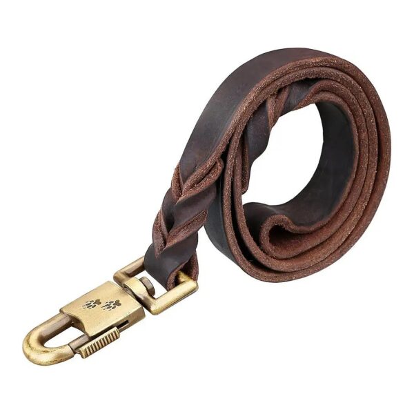 Heavy Duty Soft Oily Genuine Leather Dog Training Leash 3ft Long for Medium Large Dogs