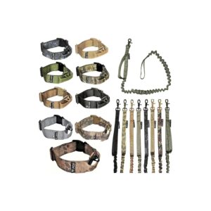 Heavy Duty Tactical Collar for Medium Large Breeds with Bungee Leash Handle