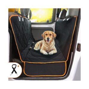 Heavy-Duty Waterproof Dog Car Seat Cover for Back Seat Cars SUVs Orange